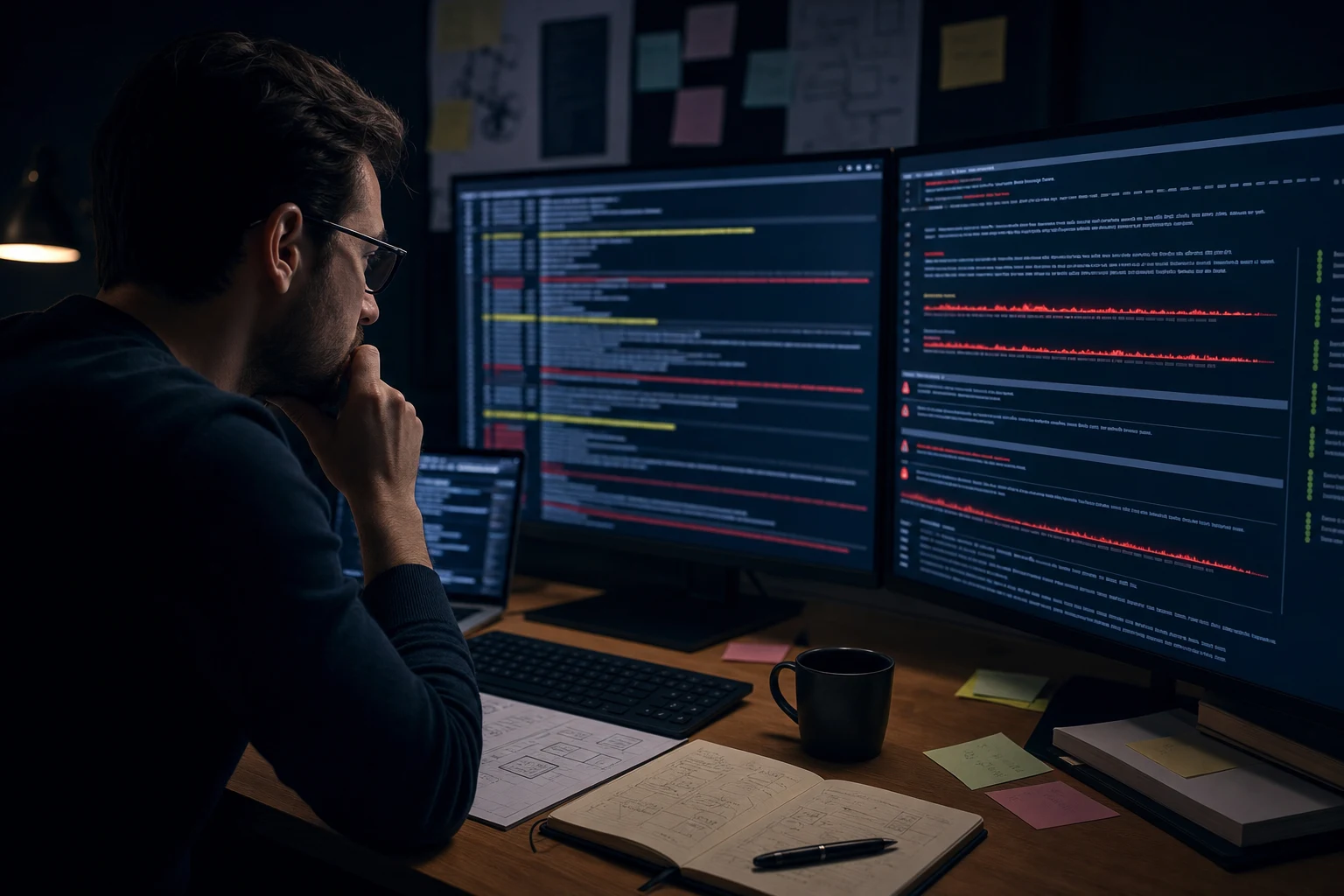 Deployment logs being reviewed for an AI-built app